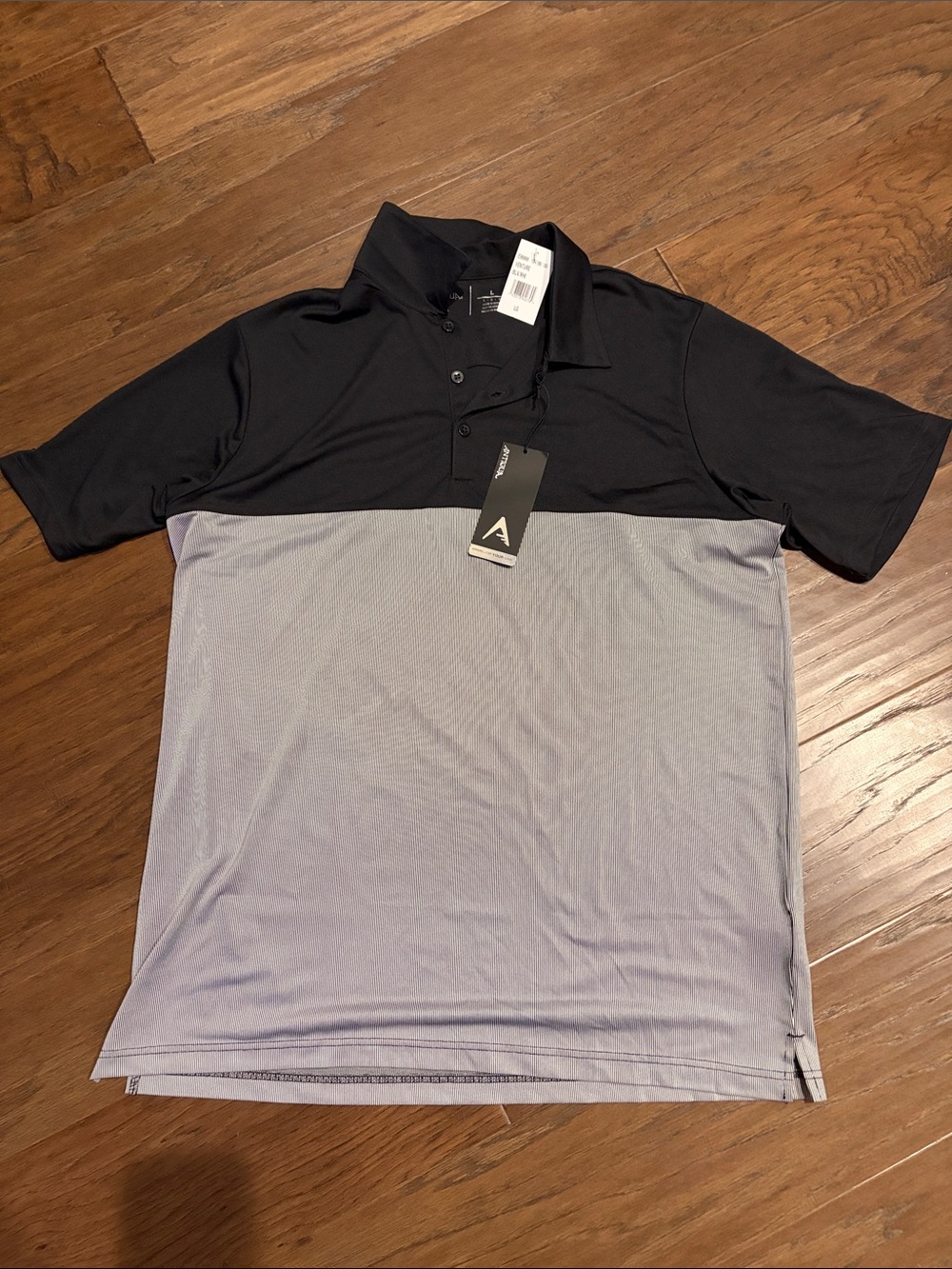 Antigua Two-Tone Polo in Black and Striped
